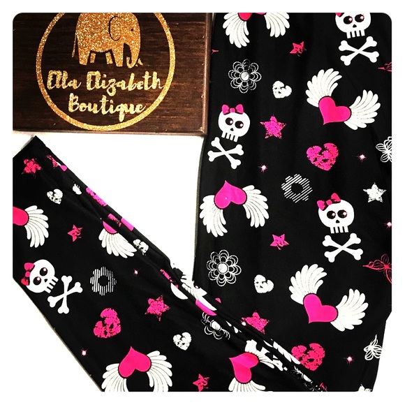 Ella Elizabeth Boutique Pants - Girly Skull & Cross Bones Soft Leggings OS TC